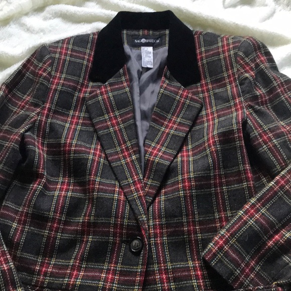 Sag Harbor Red Plaid Oversized Blazer - Picture 4 of 10